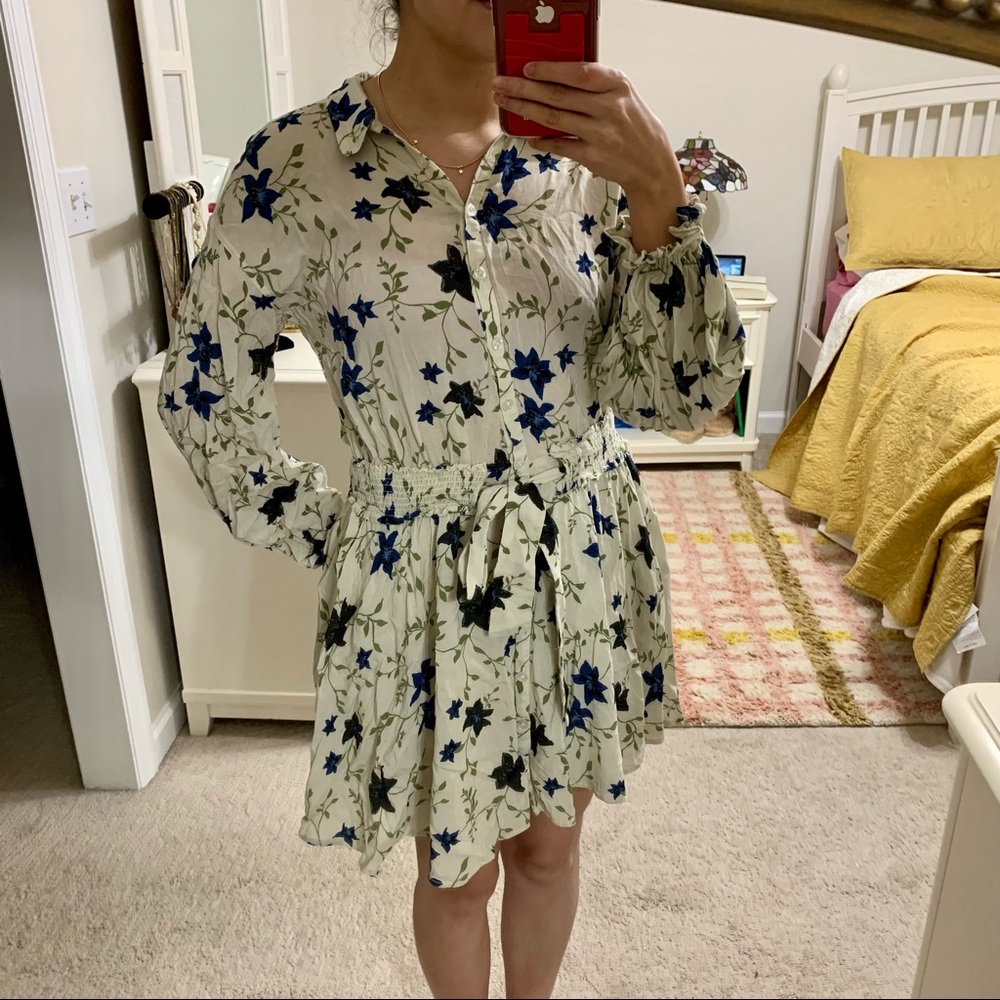 Free People Dress Lighten Up Mini Tea Combo Long Sleeve Women’s XS Shirt Button